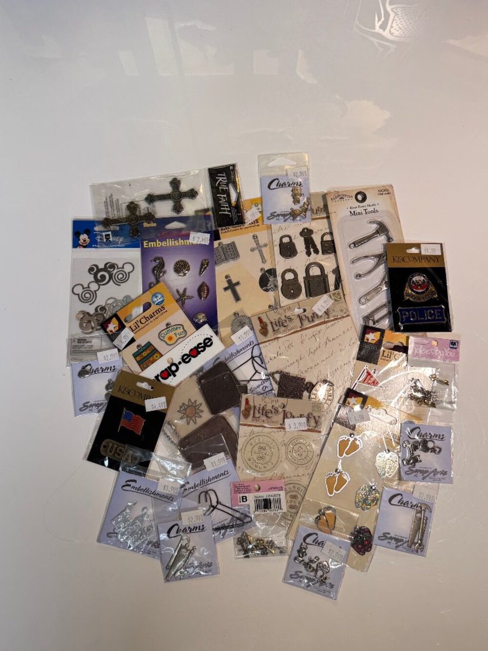 #111 - Bundle of 25 Charms, etc for jewelry/scrapbooking